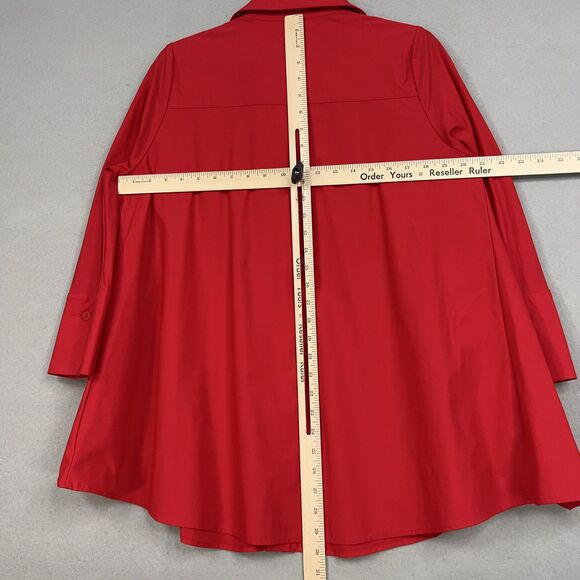 IC Collection Shirt Womens Small Red Tunic Connie K Artsy Eclectic Made in USA - Picture 14 of 16